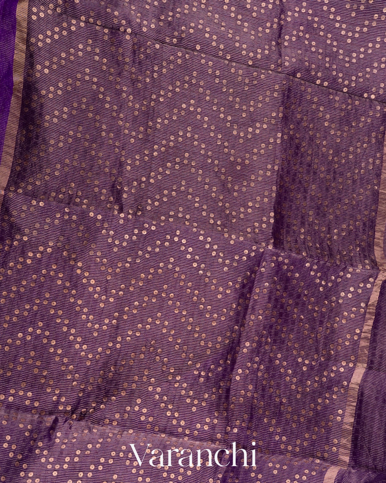 Deep Purple with Sequin Embroidery Pure Muslin Silk Handloom Saree