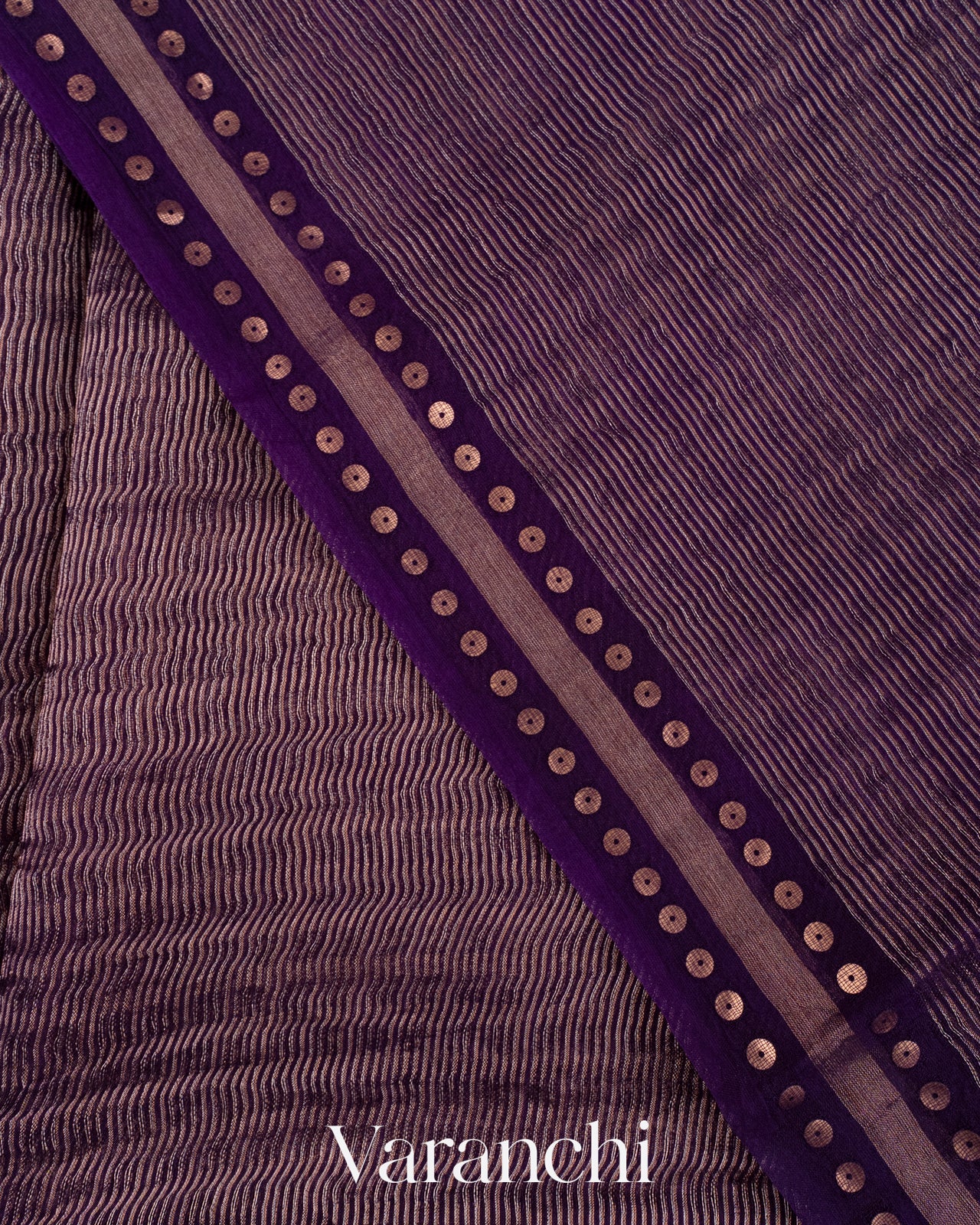 Deep Purple with Sequin Embroidery Pure Muslin Silk Handloom Saree