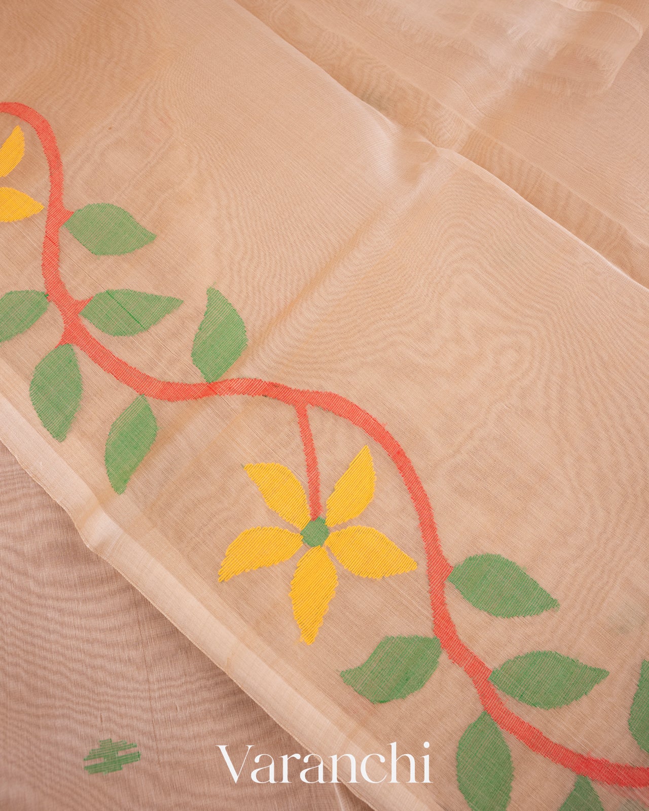 Ivory Jamdani Pure Muslin Silk Handloom Saree