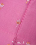 Rose Pink Pure Muslin Jamdani Silk Handloom Saree