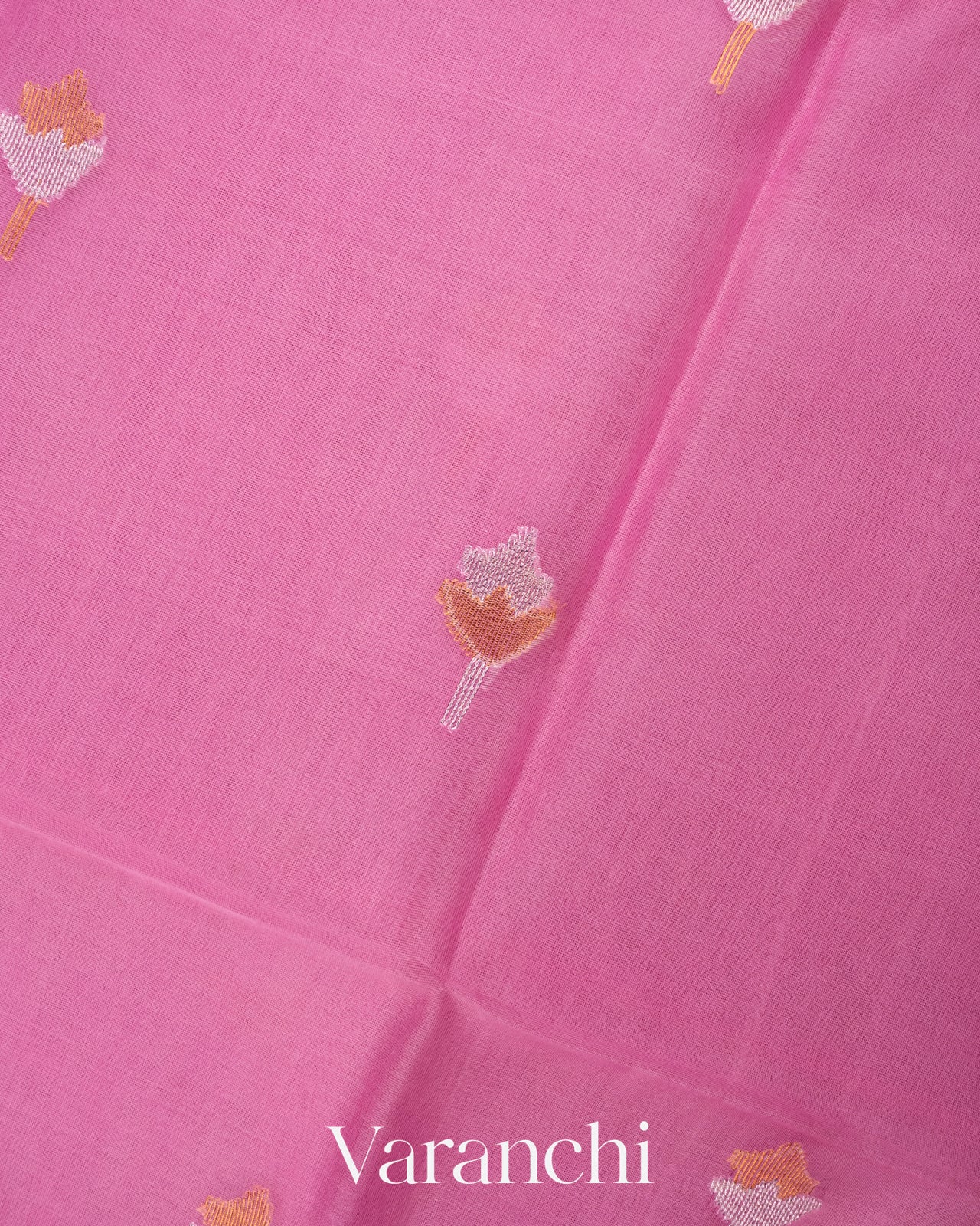Rose Pink Pure Muslin Jamdani Silk Handloom Saree