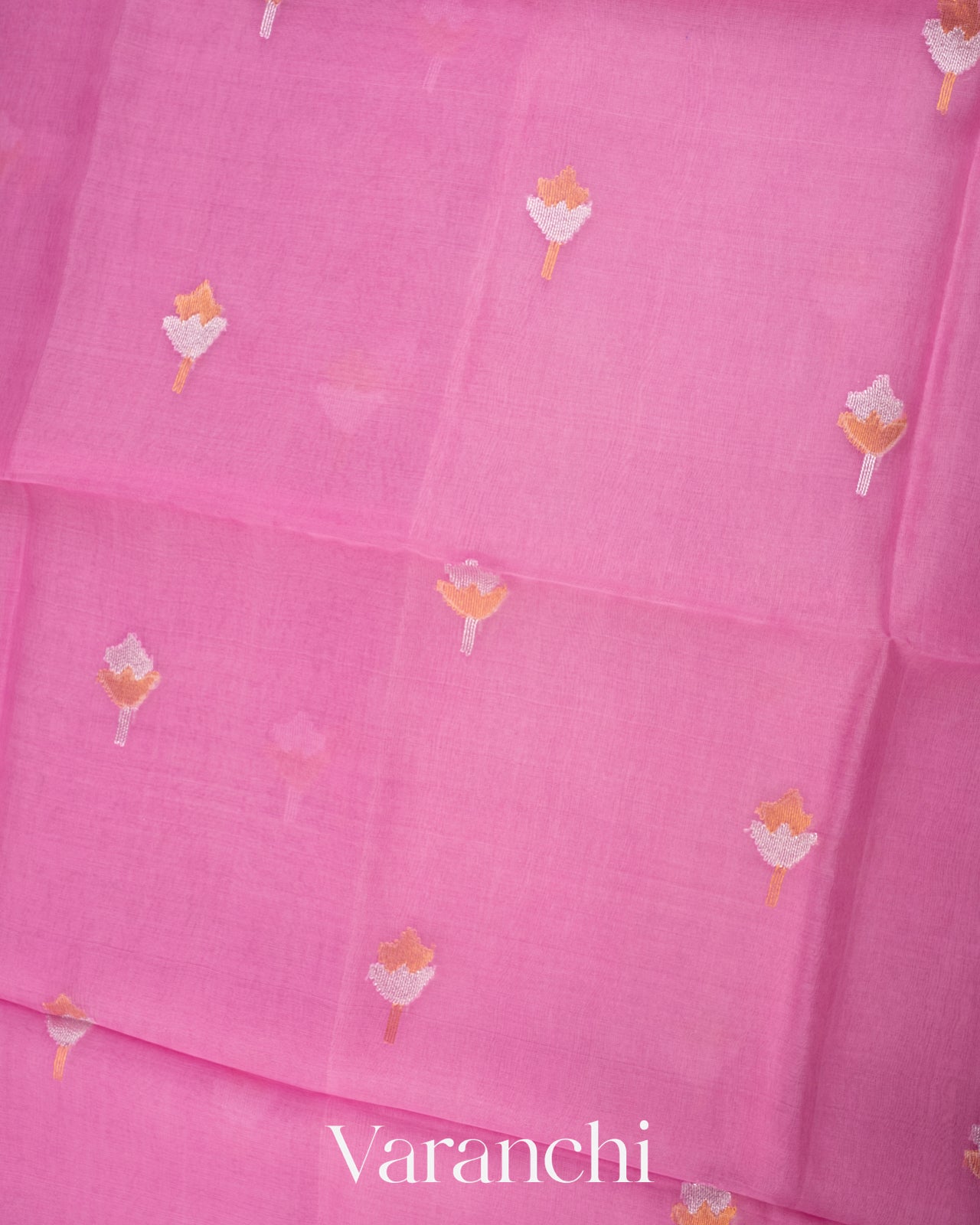 Rose Pink Pure Muslin Jamdani Silk Handloom Saree