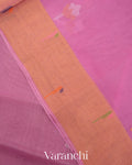 Rose Pink Pure Muslin Jamdani Silk Handloom Saree