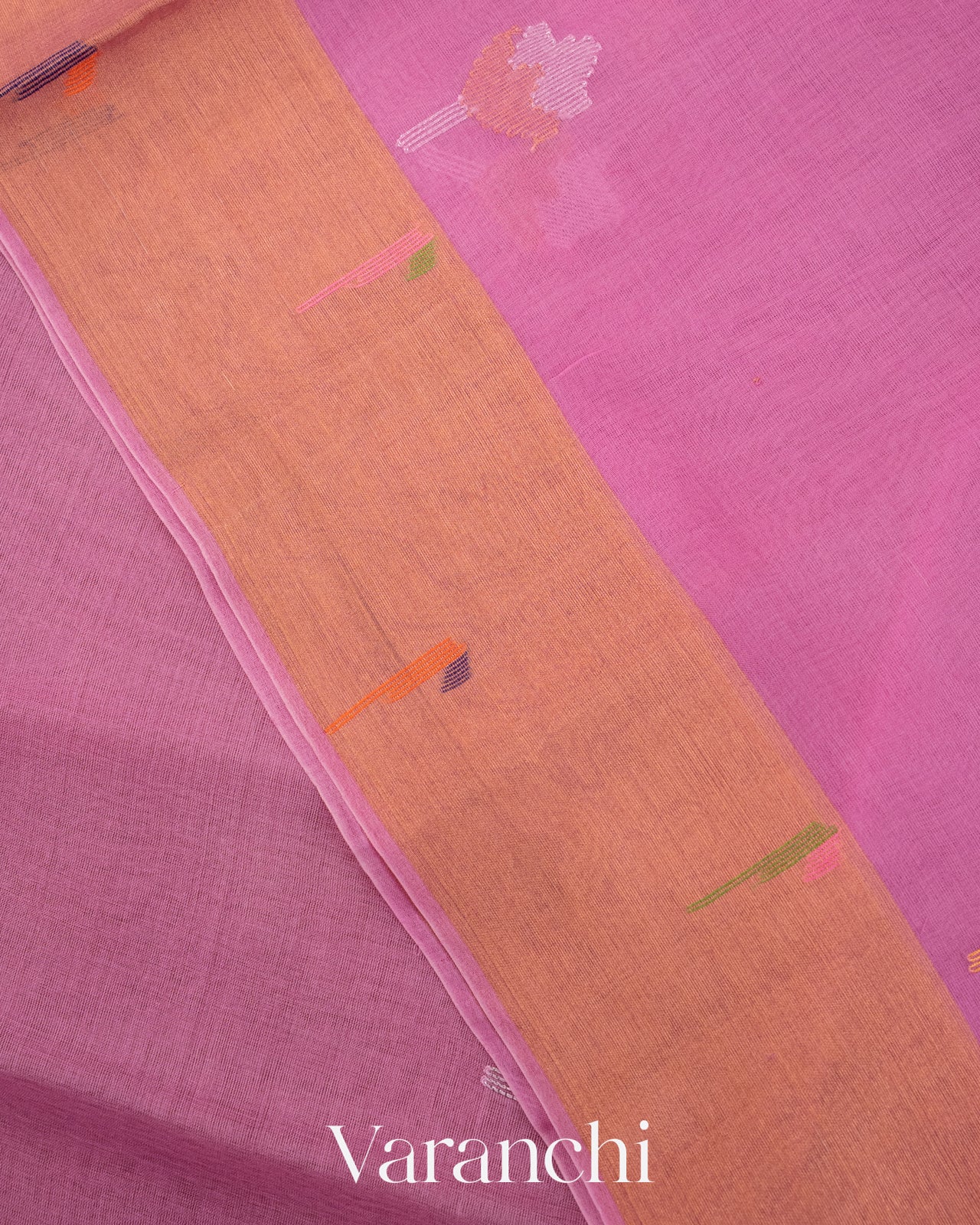 Rose Pink Pure Muslin Jamdani Silk Handloom Saree
