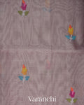 Muted Lilac Jamdani Pure Muslin Silk Handloom Saree