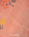 Peach Jamdani Pure Muslin Silk Handloom Saree