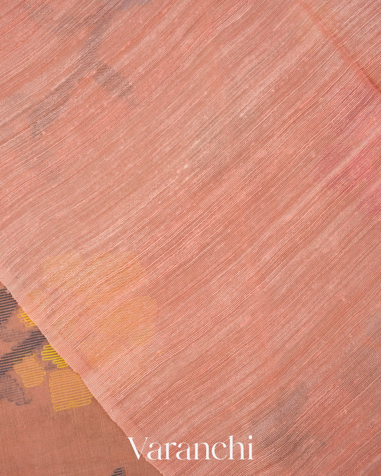 Peach Jamdani Pure Muslin Silk Handloom Saree