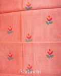 Peach Jamdani Pure Muslin Silk Handloom Saree