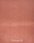 Peach with Sequin Embroidery Pure Muslin Silk Handloom Saree
