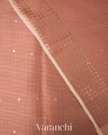 Peach with Sequin Embroidery Pure Muslin Silk Handloom Saree