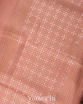 Peach with Sequin Embroidery Pure Muslin Silk Handloom Saree