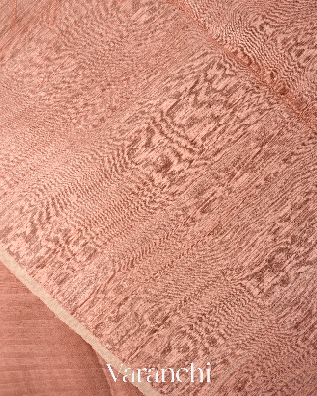 Peach with Sequin Embroidery Pure Muslin Silk Handloom Saree