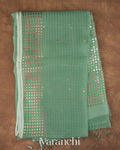Sea Green with Sequin Embroidery Pure Muslin Silk Handloom Saree