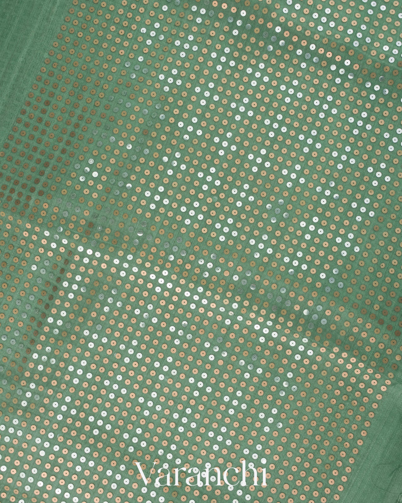 Sea Green with Sequin Embroidery Pure Muslin Silk Handloom Saree