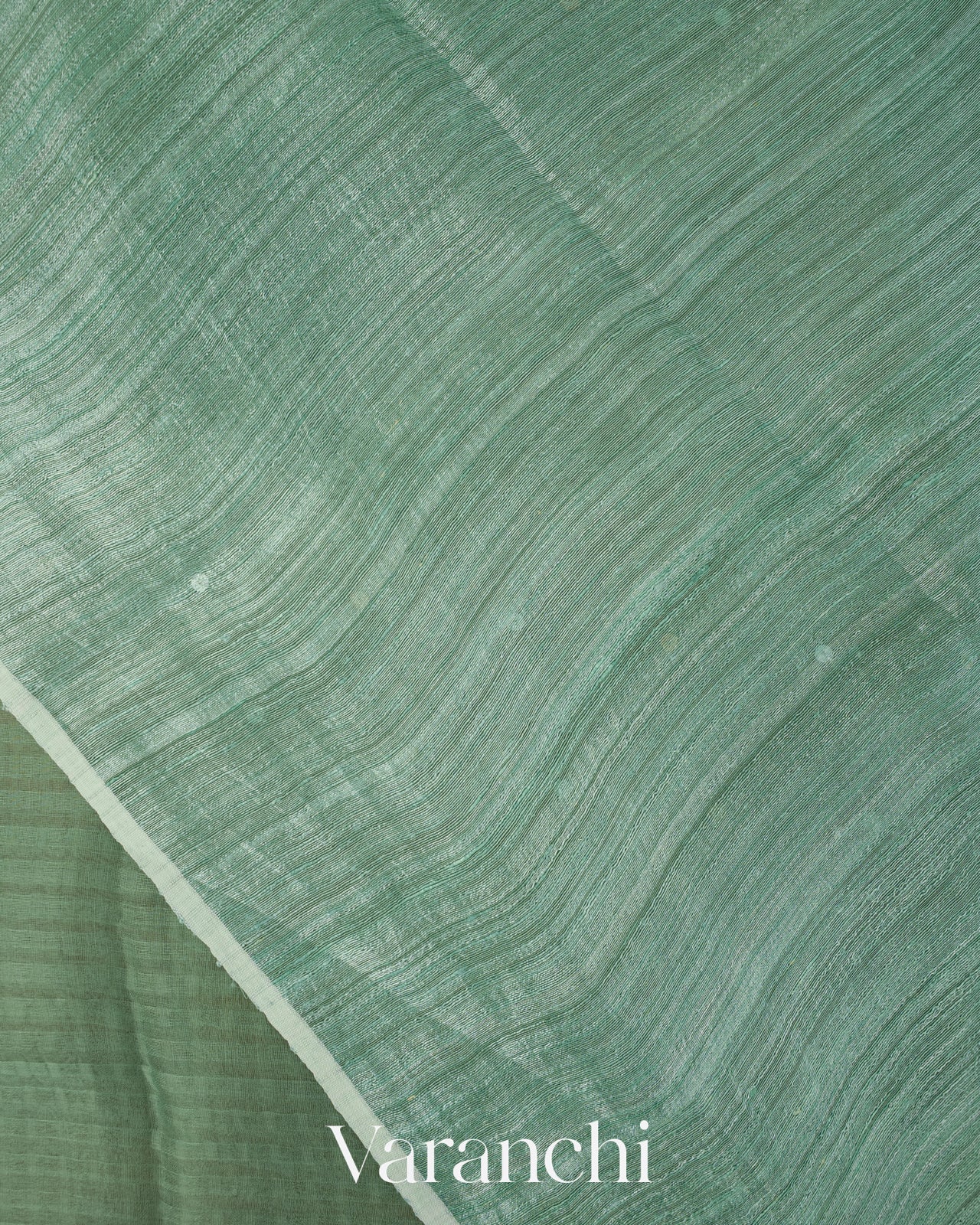 Sea Green with Sequin Embroidery Pure Muslin Silk Handloom Saree