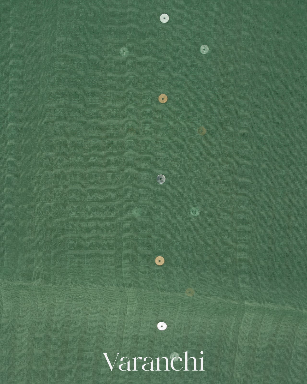 Sea Green with Sequin Embroidery Pure Muslin Silk Handloom Saree