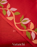 Red Jamdani Pure Muslin Silk Handloom Saree