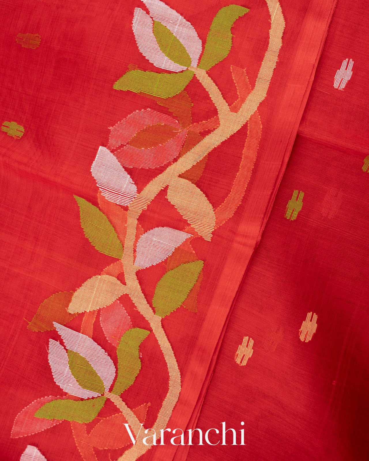 Red Jamdani Pure Muslin Silk Handloom Saree