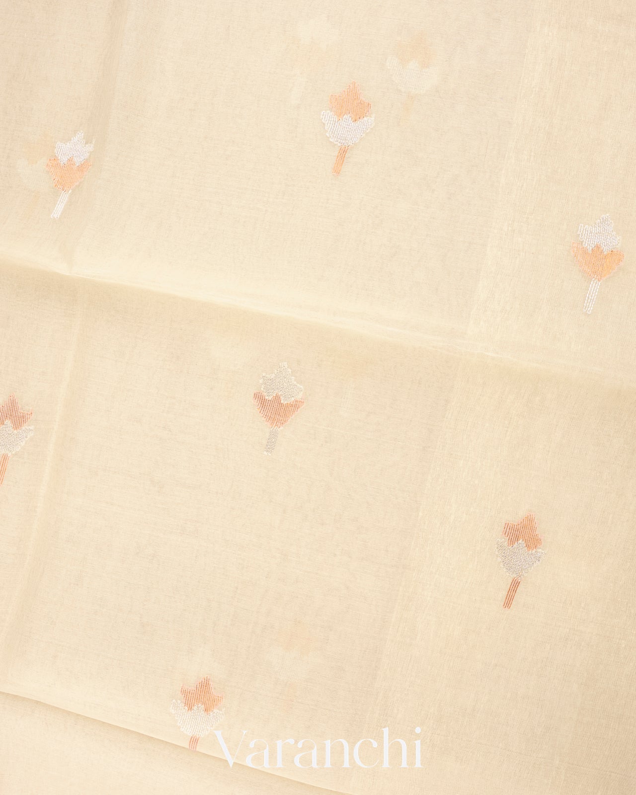 Off White Pure Muslin Jamdani Silk Handloom Saree