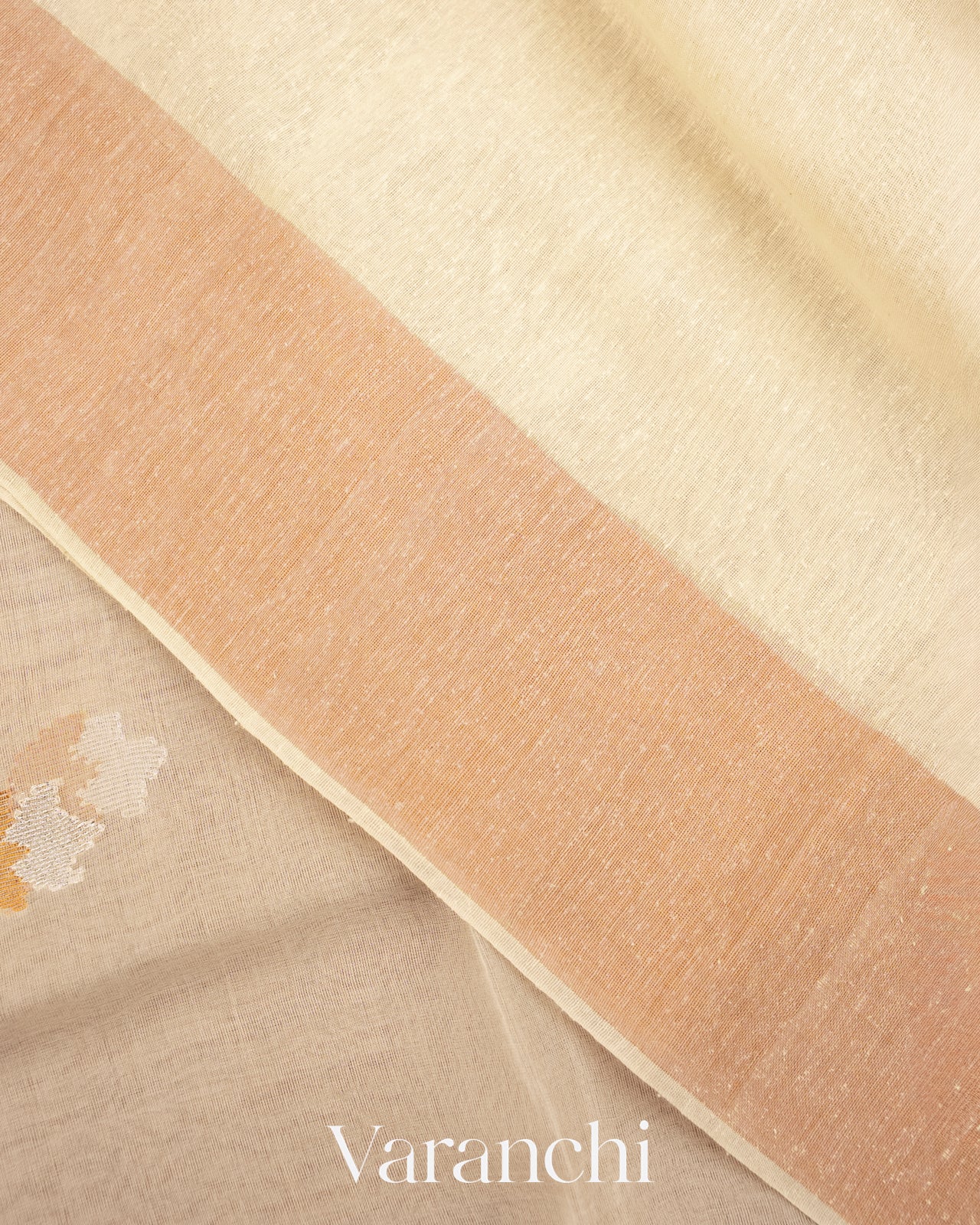 Off White Pure Muslin Jamdani Silk Handloom Saree