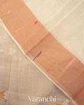 Off White Pure Muslin Jamdani Silk Handloom Saree