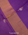 Violet Pure Muslin Jamdani Silk Paithani Pallu Handloom Saree