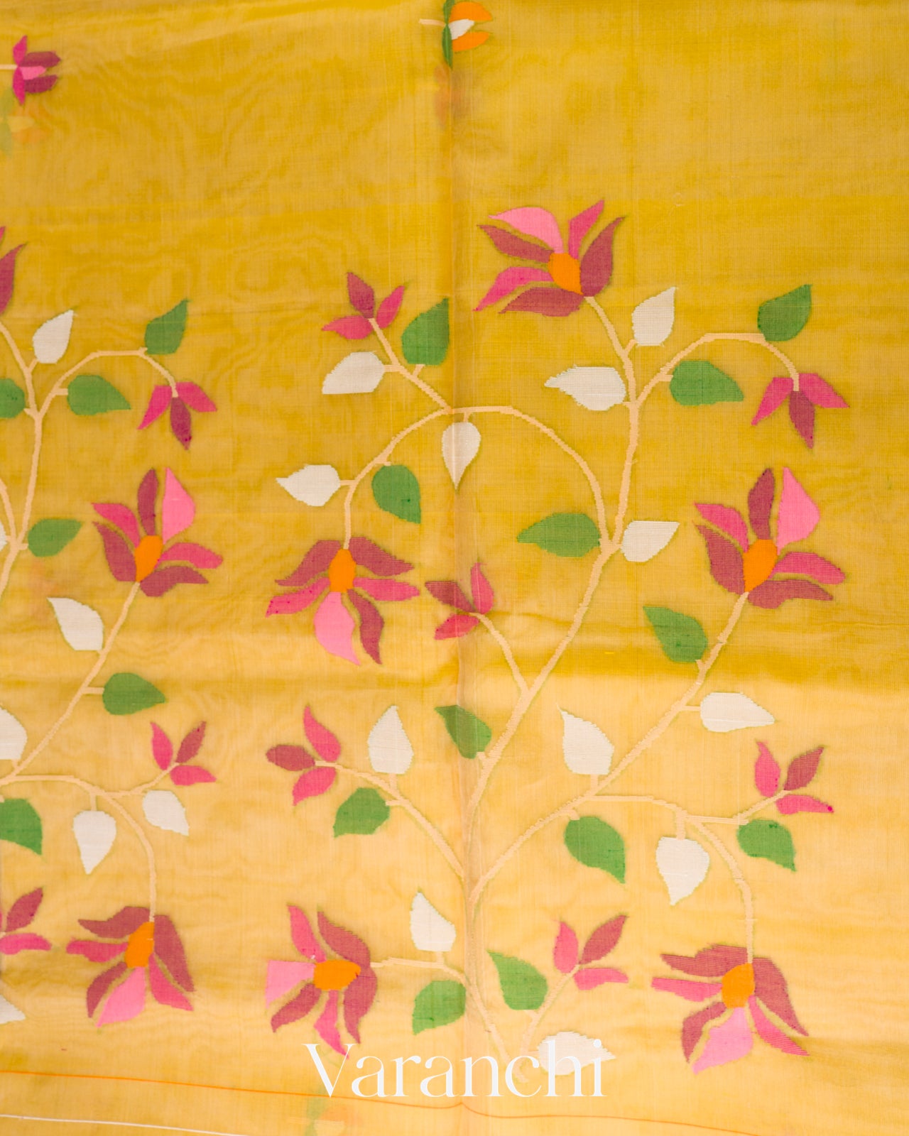 Yellow Jamdani Pure Muslin Silk Handloom Saree