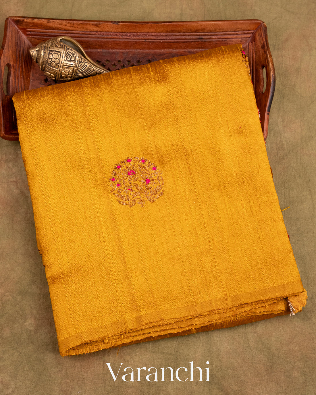 Turmeric Yellow Borderless Pure Raw Silk Handloom Saree