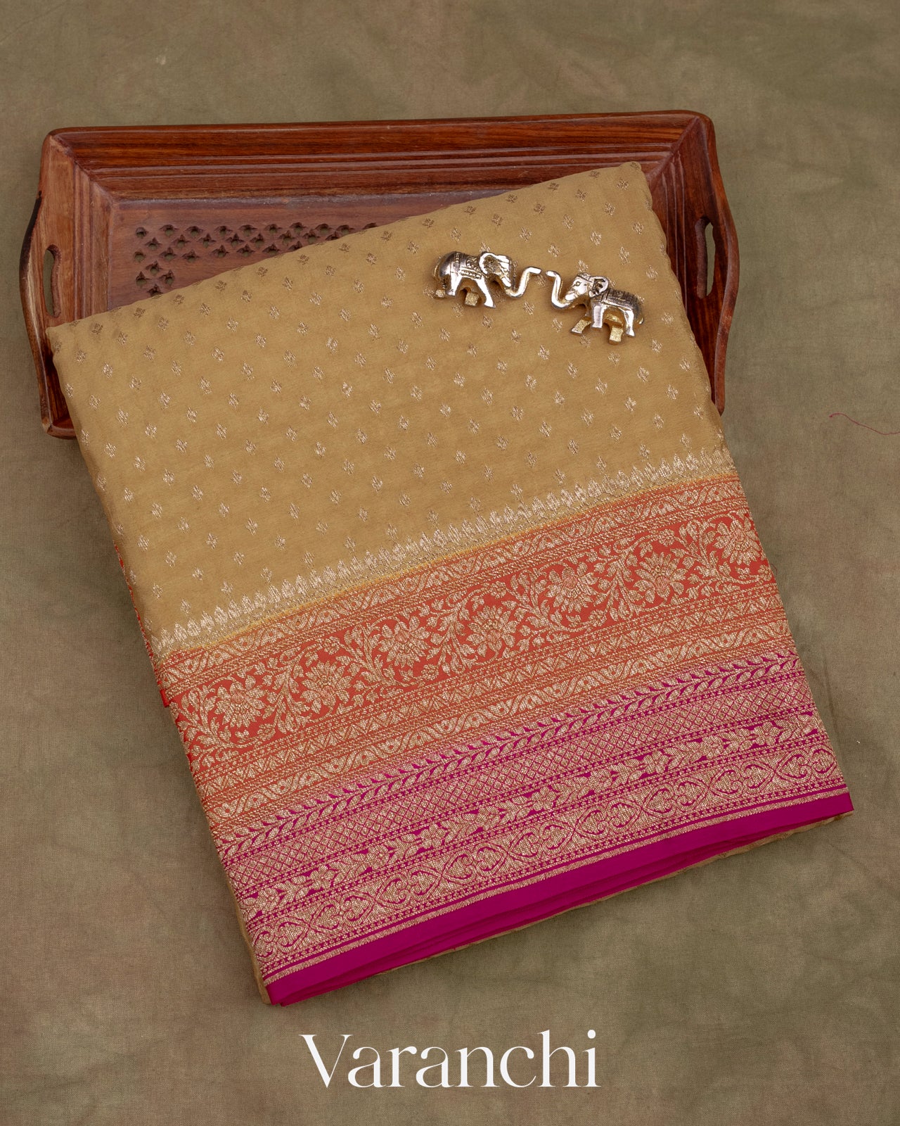 Mustard Gold Pure Crepe Silk Handloom Saree