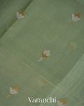 Muted Green Jamdani with Paithani Pallu Pure Muslin Silk Handloom Saree 