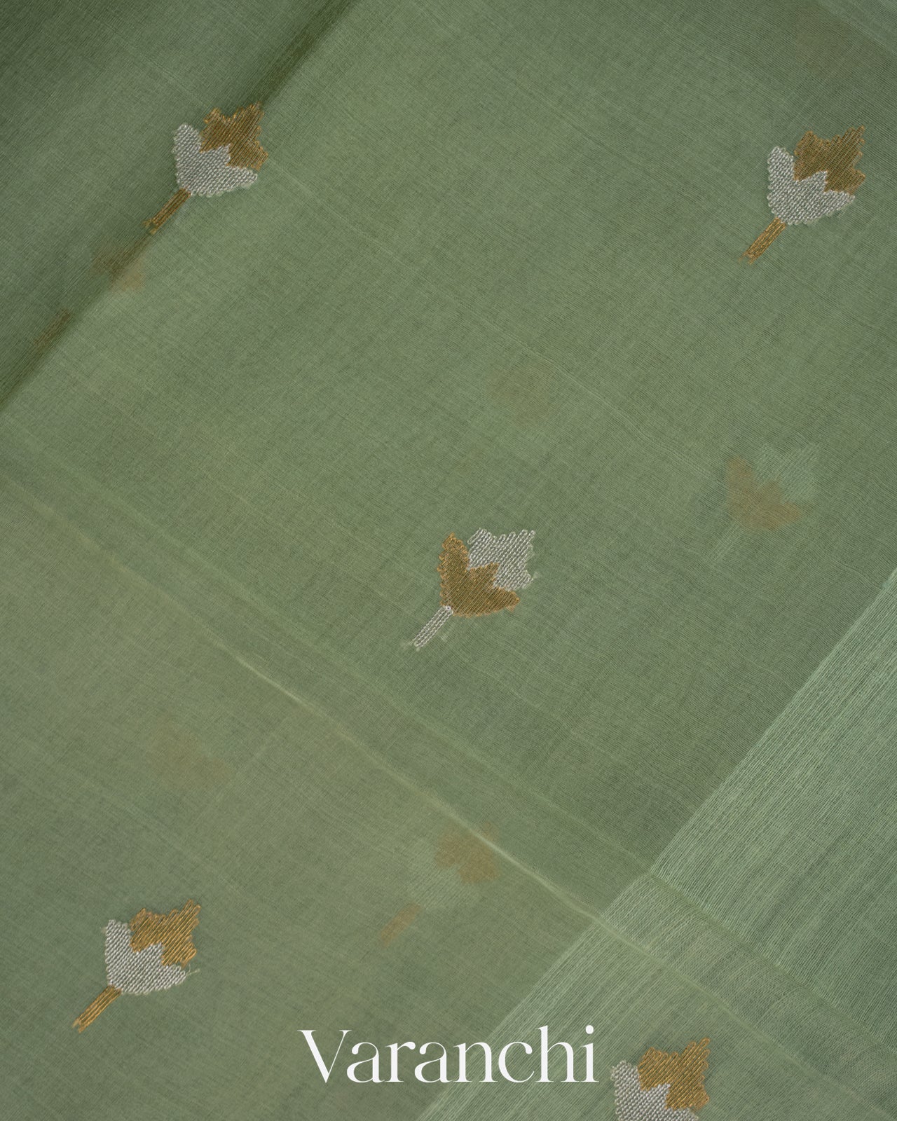 Muted Green Jamdani with Paithani Pallu Pure Muslin Silk Handloom Saree 