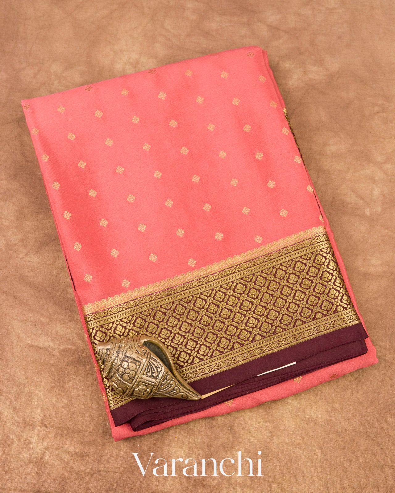 Blush Pink Pure Mysore Crepe Silk Saree 