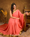 Blush Pink Pure Mysore Crepe Silk Saree 