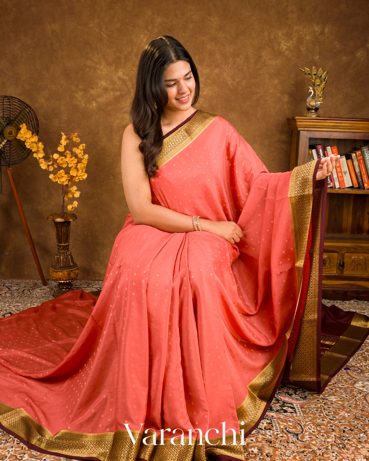 Blush Pink Pure Mysore Crepe Silk Saree 