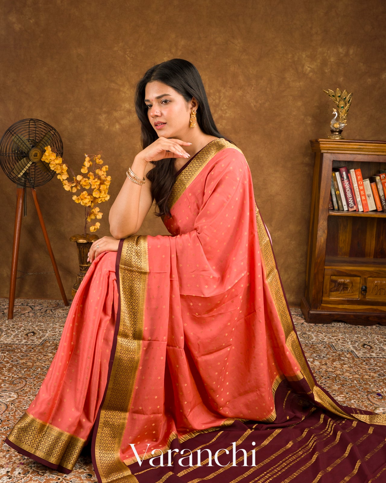 Blush Pink Pure Mysore Crepe Silk Saree 