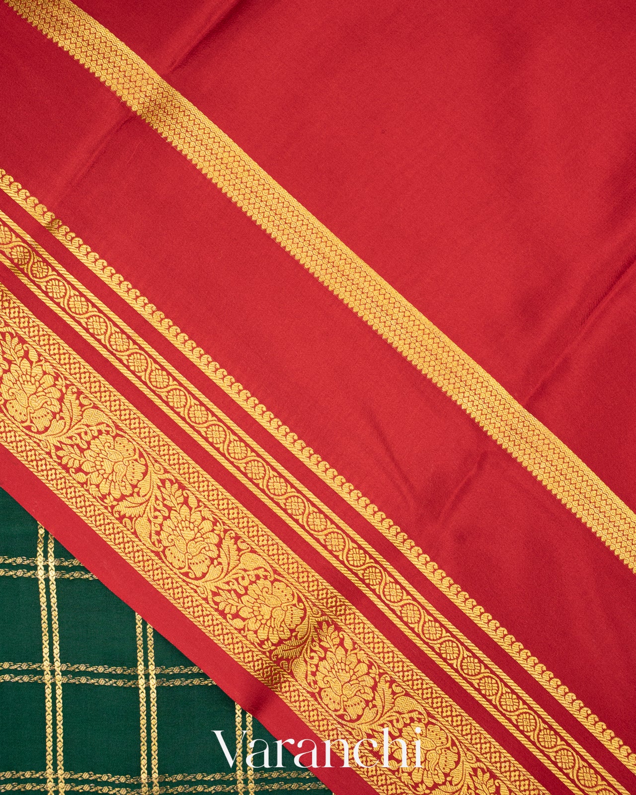 Bottle Green Pure Mysore Crepe Silk Saree