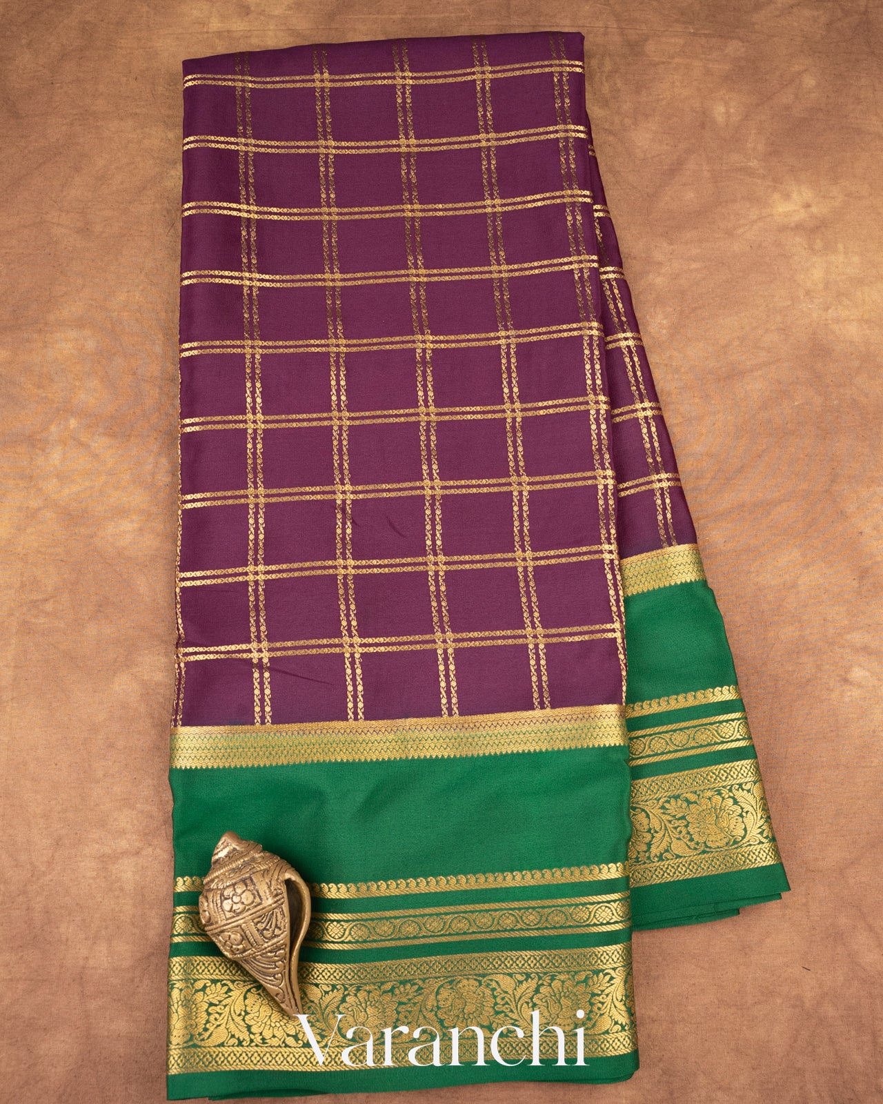 Deep Purple Pure Mysore Crepe Silk Saree