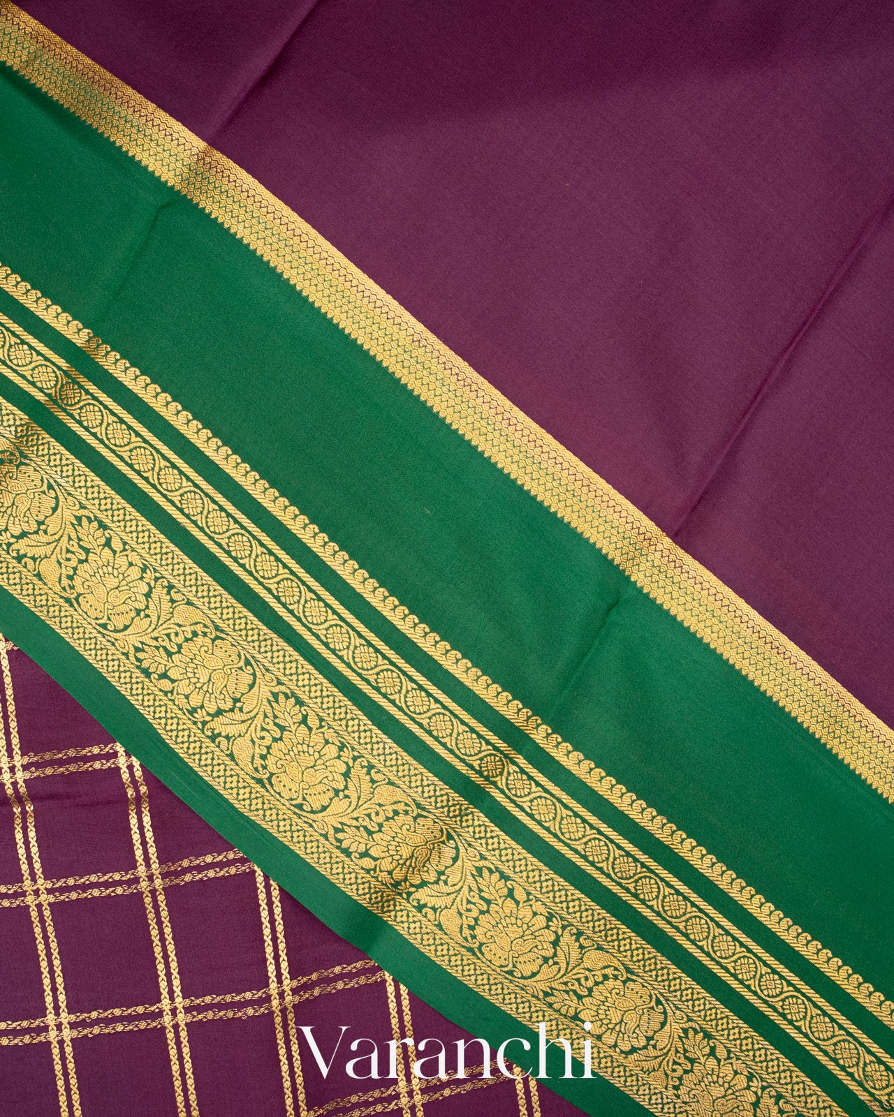 Deep Purple Pure Mysore Crepe Silk Saree