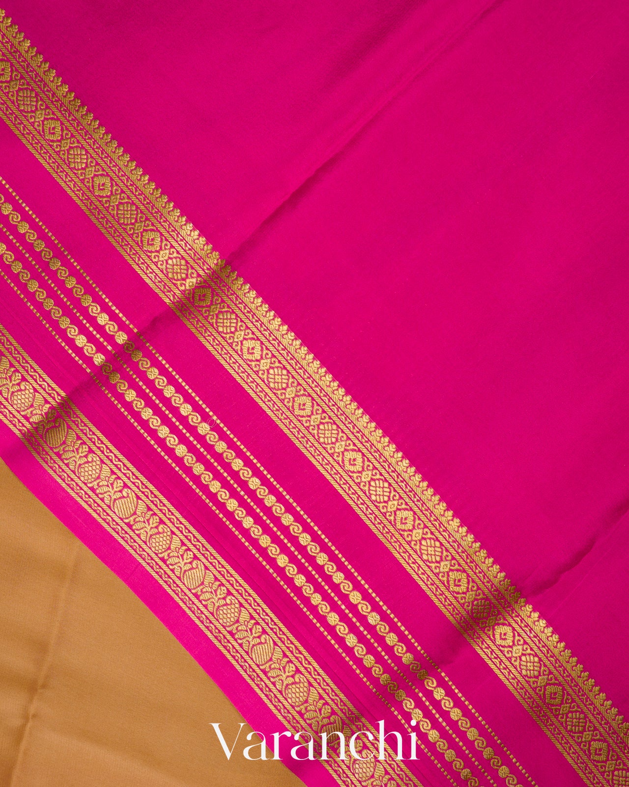 Light Brown Pure Mysore Crepe Silk Saree