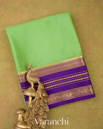 Pista Green Pure Mysore Crepe Silk Saree