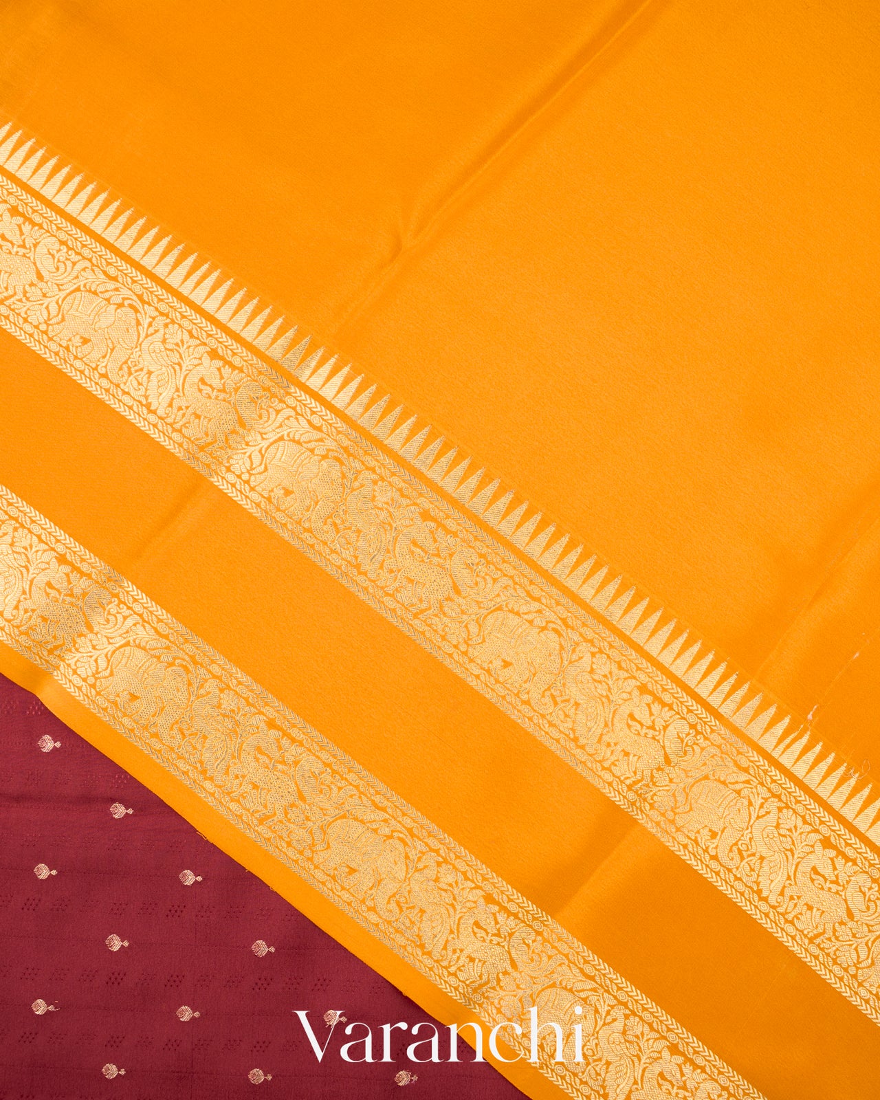 Wine Maroon Pure Mysore Crepe Silk Saree