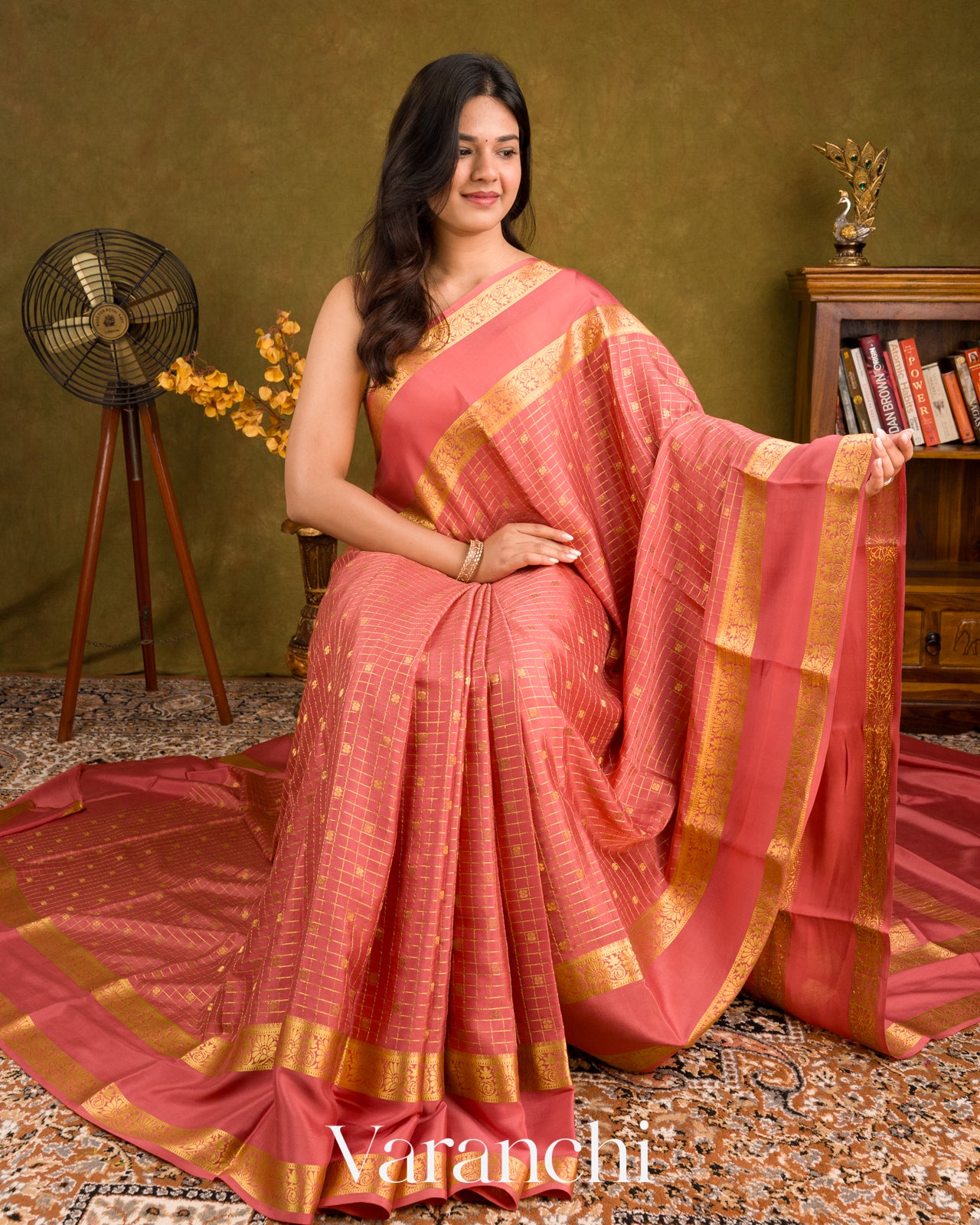 Mauve Pink Pure Mysore Crepe Silk Saree 