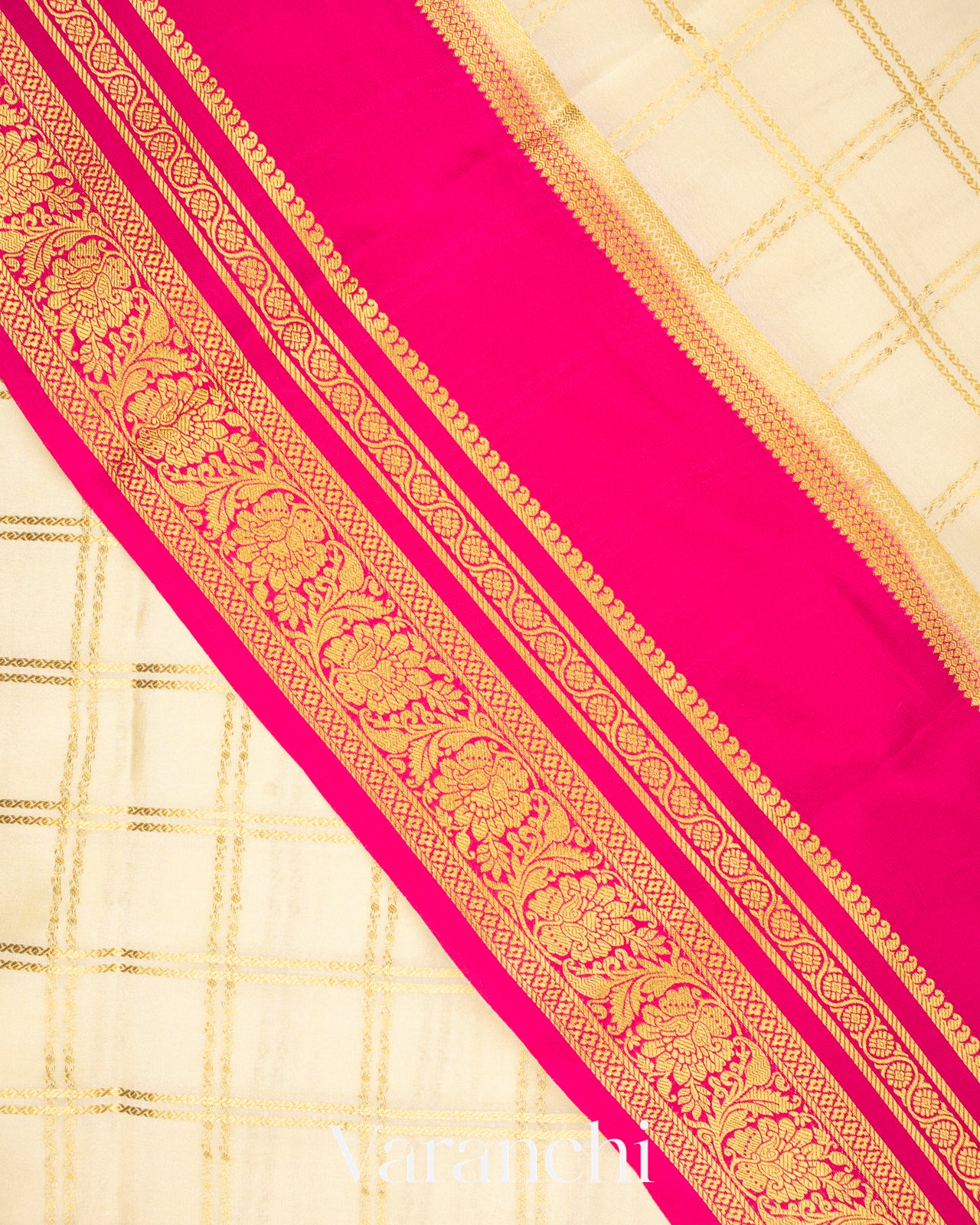 Off White Pure Mysore Crepe Silk Saree