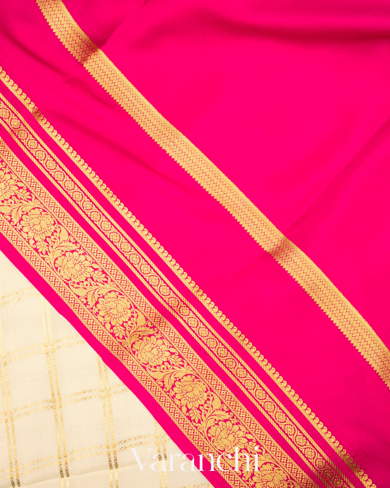 Off White Pure Mysore Crepe Silk Saree