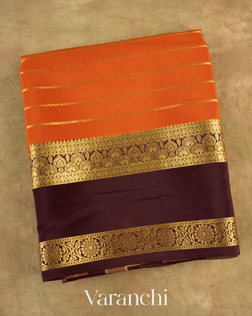 Burnt Orange Pure Mysore Crepe Silk Saree