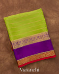 Parrot Green Pure Mysore Crepe Silk Saree