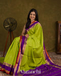 Parrot Green Pure Mysore Crepe Silk Saree