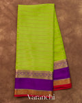 Parrot Green Pure Mysore Crepe Silk Saree