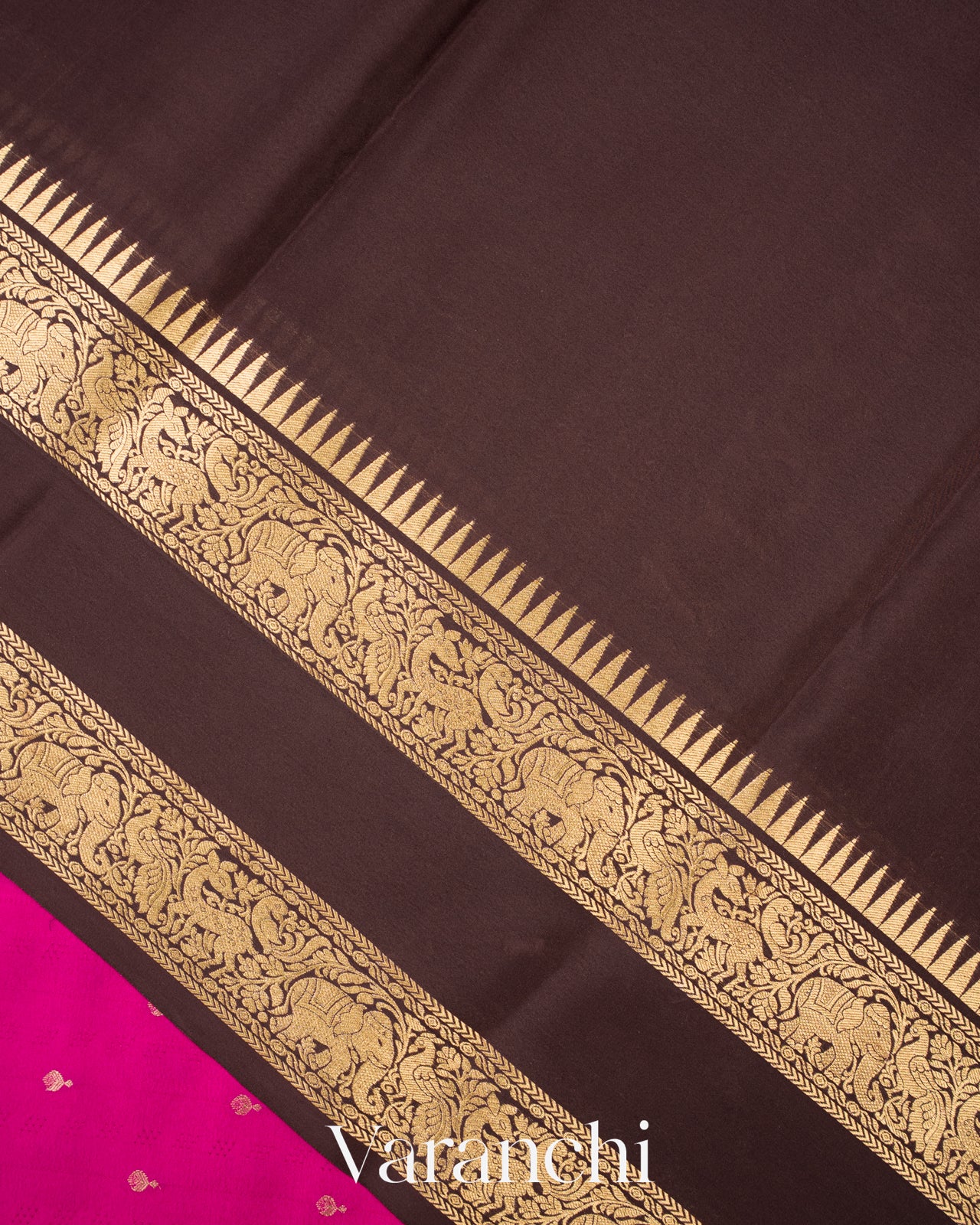 Rani Pink Pure Mysore Crepe Silk Saree