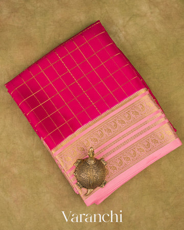 Rani Pink Pure Mysore Crepe Silk Saree